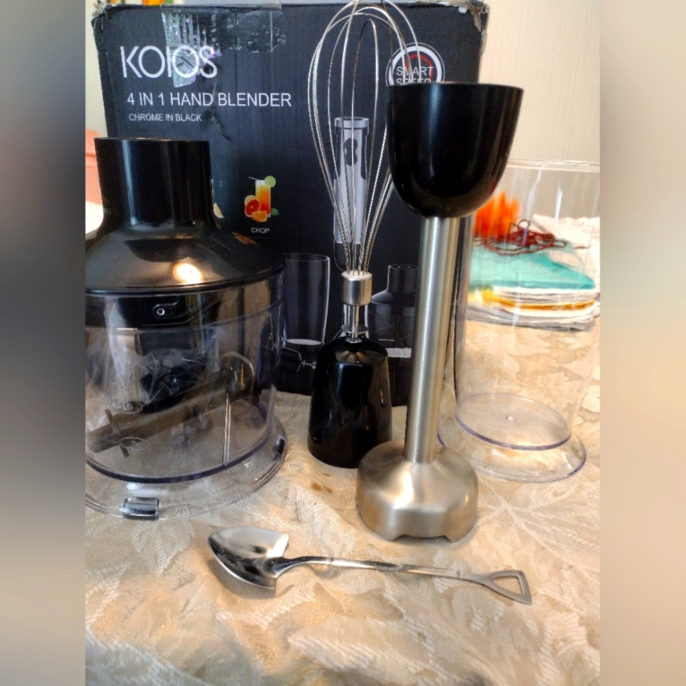 KOIOS 4 in 1 hand blender accessories (blender not included), black and silver